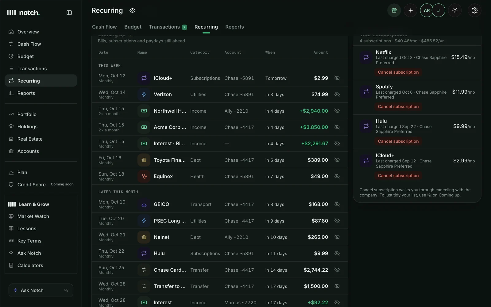 Bills coming up on the web